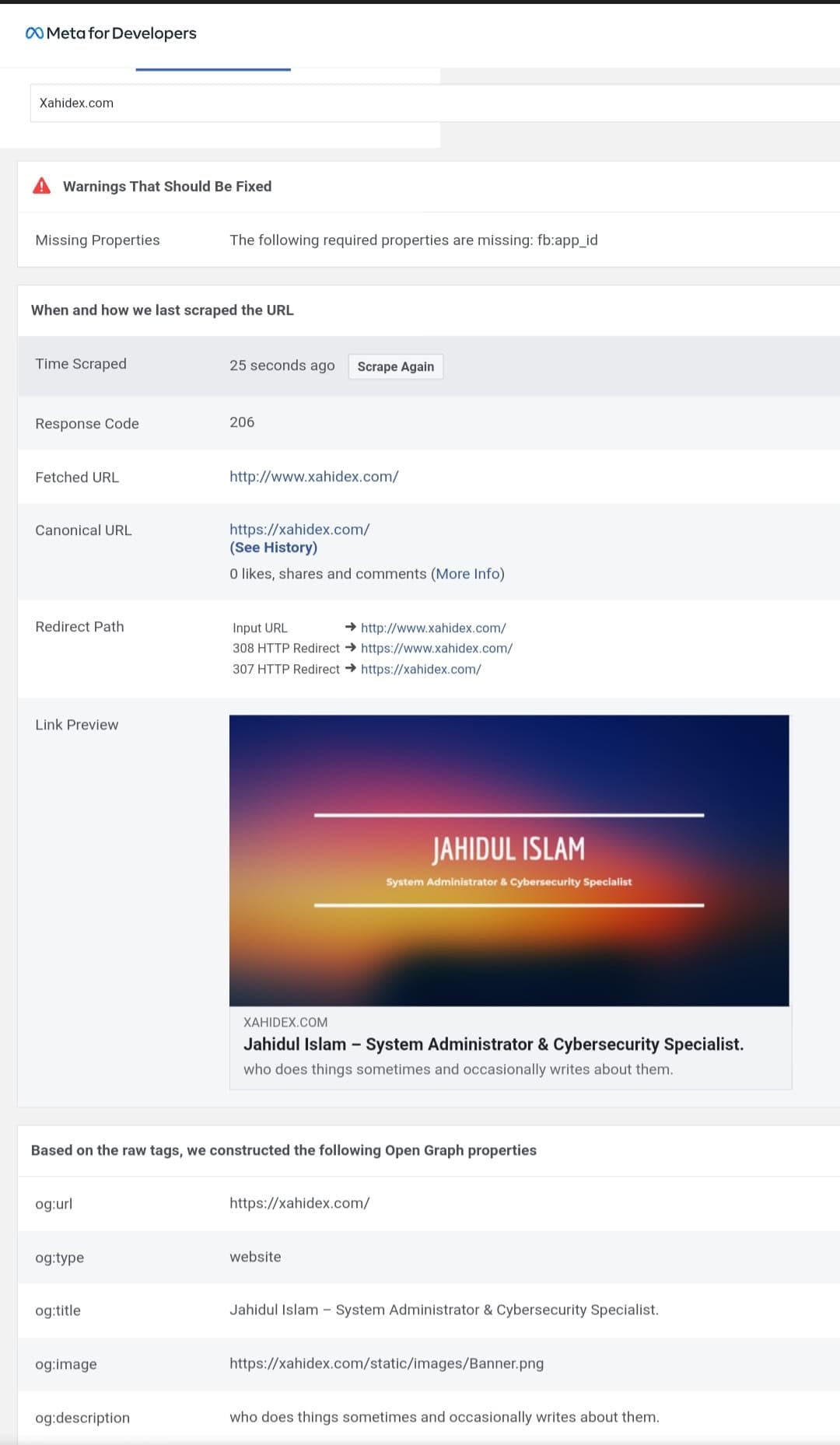 Old image issue in Facebook Debugger