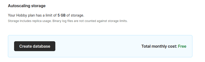 creating a database with planetscale