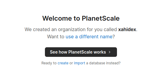 creating database with planetscale