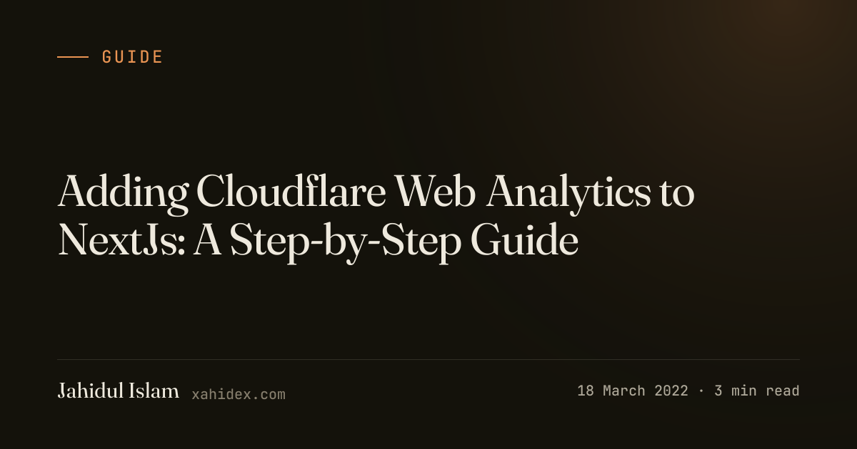 Adding Cloudflare Web Analytics to NextJs: A Step-by-Step Guide | Guide ...